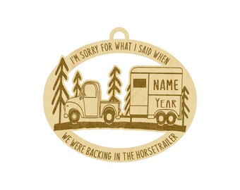 Personalized Funny Horse Trailer Ornament | Horse Riding Gift, Horse Gift for Men and Women, Customizable Christmas Tree Ornament