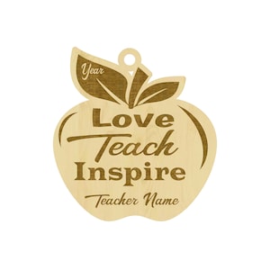 Personalized Cherry Wood Ornament, Teacher Ornament, Personalization Included