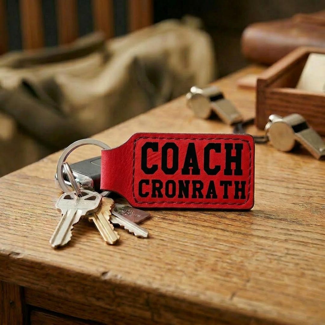 Personalized Coach Keychain | Custom Leather Keychain Gift for Coach ...