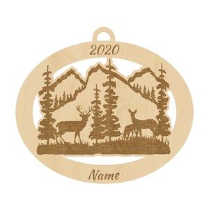 Deer In the Forest Personalized Christmas Ornament | Hunting Gifts for Men, Deer Hunter Gift, Custom Wood Ornament, Nature Wildlife Decor.