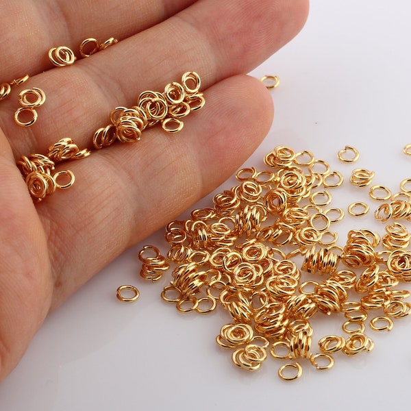 Anillos de salto de 4 mm 100 piezas, anillos de salto chapados en oro, anillos de salto abiertos, alta calidad-GLD-107