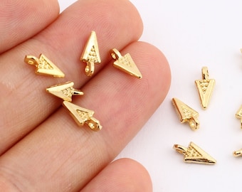 Gold Triangle Charms , 10 Pcs Triangle , 24k Gold Plated Triangle Charms,Gold Plated Charms,Gold Plated Findings, 5x10 mm- GLD-61