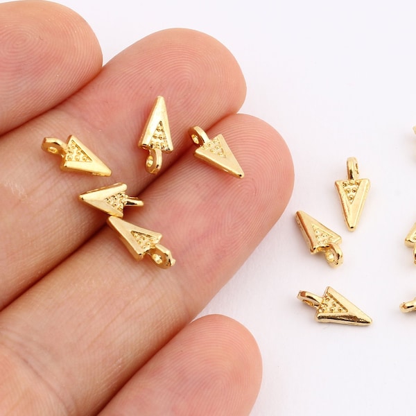 Gold Triangle Charms , 10 Pcs Triangle , 24k Gold Plated Triangle Charms,Gold Plated Charms,Gold Plated Findings, 5x10 mm- GLD-61