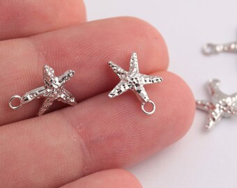 12x13 mm Silver Plated star , Sea Star , Necklace Pendant ,Silver Plated Sea Star , Bracelet Finding- SLVR-83
