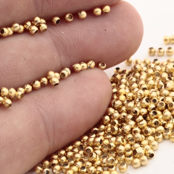 50 Stk Matt Gold Perlen, Spacer Perlen, hohle Perlen, kleine Spacer Perlen, Armband Perlen, Runde Perlen, Matt Gold Erkenntnisse 2mm MTGLD-8