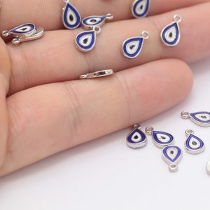 Silver Plated Eye Pendant,Evil eye charm, Silver evil eye pendant, evil eye pendant, ( 6X10mm ) SLVR-130
