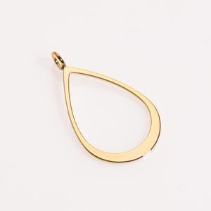 Gold Teardrop Frame Pendant 20x35mm, Open Drop Shape Charm for Jewelry Making, 24K Gold Plated Brass Connector, Earring Findings  GLD-1494