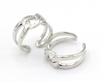 1 pcs 17-18mm Silver Plated Chain Ring, Chain Ring, Adjustable Brass Ring, Dainty Rings, Adjustable Ring, Silver Findings, Brass  DSR-43