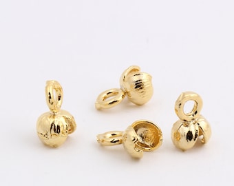 10 Pcs Cord Ends , 24k Shiny Gold Plated Gold Crimp Ends, Cord Ends, Crimp,Gold Plated Connector,Ball Chain Connector,Chain Crimps, GLD-1223