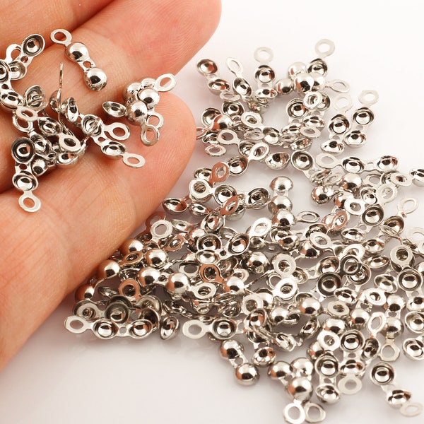 50 Pcs Rhodium Plaqués Crimp Beads, Crimps, 13x4mm, Ball Chain Clasp, Crimps SLVR-25