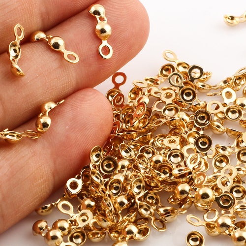50 Pcs Rose Gold Crimp Beads Crimps 13x4mm Ball Chain Clasp Etsy