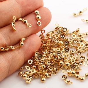 50 Pcs 24k Gold Plated Crimp Beads, Crimp, 13x4mm, Ball Chain Clasp, Crimps-GLD-115 image 1