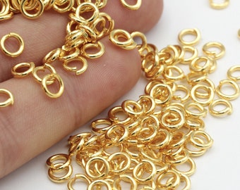 50 Pcs ( 1.2x6mm) Jump Rings , Tiny Jump Ring Connectors , Gold Plated Connector , Gold Plated Findings , 24k Gold Plated- GLD-452