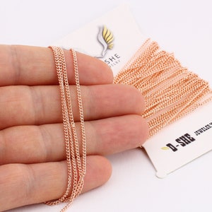 3,3 Feet Rose Gold Plated Curb Chains ,Rose Gold Plated Chains, Necklace Chain, Soldered Chains < 1,30x1.60mm> RGZ-10