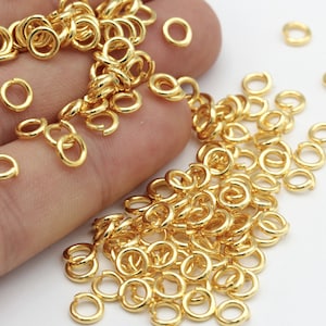 50 Pcs ( 1.2x6mm) Jump Rings , Tiny Jump Ring Connectors , Gold Plated Connector , Gold Plated Findings , 24k Gold Plated- GLD-452