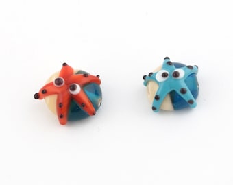 Encantos de estrella de mar de cristal de Murano de 16 mm, cuentas de estrella de mar de cristal de Murano hechas a mano, hallazgos de cristal de Murano, pequeños encantos de cristal de Murano, STN-122