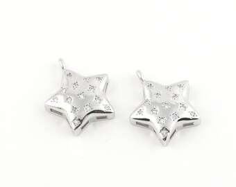 Rhodium Plated Star Charms , CZ Star Pendant, Dangle Star Charms, Bracelet Dangle Charms, Star For Necklace, Rhodium Plated Charm ZRK-905