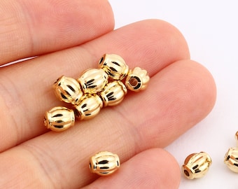 Gold Spacer Beads , 15 Pcs Spacer Beads , 24k Gold Plated Spacer Beads ,Gold Plated Beads, Gold Plated Findings, Jewelry Making ,6mm-GLD-112