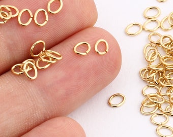 23 Ga Oval Jumprings,  0.60x4.5mm 24k Shiny Gold Jump Rings, Brass Jumprings, Gold Jumprings, Open Jump Rings-GLD-36