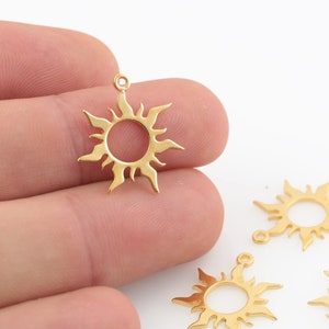 2 Pcs 18x20mm 24k Shiny Gold Plated Sun Charms, Sun Pendant, Sun Medallion, Necklace Pendant, Sun Jewelry, Gold Plated Findings, GLD-1443
