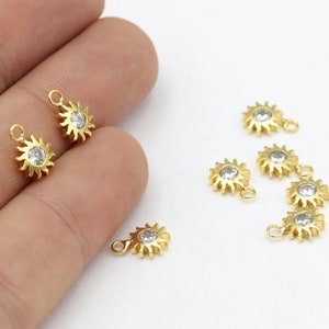 1 Pcs 24k Gold Plated Sun Charms , Pave Sun Charms , Cz Pave Sun , Sun Necklace , 8x10 mm, ZRK-406