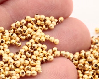50 Pcs Matt Gold Balls,Spacer Balls,Hollow Beads,Tiny Spacer Beads,Bracelet Beads,Round Beads,Matt Gold Findings 3mm MTGLD-33