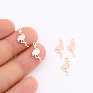 6 Pcs 7x13mm Rose Gold Flamingo Charms, Flamingo Bracelet , Charms, Rose Gold Flamingo Charms,-RSGLD-33