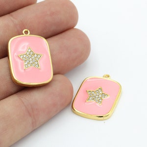 24k Gold Plated Pave Star ,Cubic Zirconia Star, Star Pendant, Star Charms , 18x25mm, ZRK-366