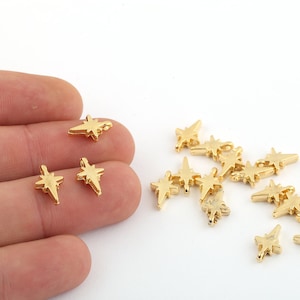 1 Pcs 8x12mm 24K Shiny Gold Plated North Star Charms, North Star Necklace, North Star Compass Bracelet Charms, Pole Star Pendant, GLD-889