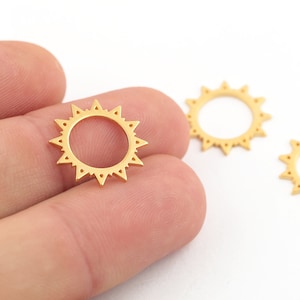 18mm Mini 24K Gold-Plated Sun Charm Necklace Pendant - Celestial Boho Jewelry - Radiant Sunburst Gift  GLD-1445