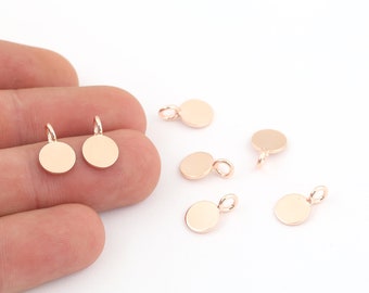 8x13mm Rose Gold Plated Round Disc, Circle Disk, Round Disc Pendant, Stamping Blank, Round Coins ,Stamping Tag, RSGLD-408