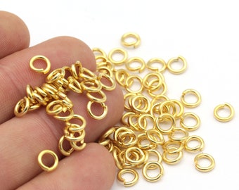 50 Pcs 1.2x6mm 24k Matt Gold Plated Jump Rings, Tiny Jump Ring Connectors, Gold Plated Findings , 24k Matt Gold Plated- MTGLD-82