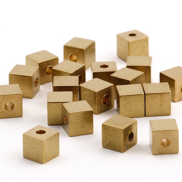 6mm Raw Brass Cube Beads, Solid Brass Cube Beads, industrial spacer, Spacer Beads,DS-RW-168