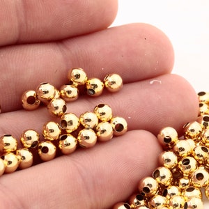 50 Pcs 5mm 24k Shiny Gold Beads, Spacer Beads, Hollow Beads, Tiny Beads, Bracelet Beads, Ball Beads, Gold Plated Findings, GLD-265