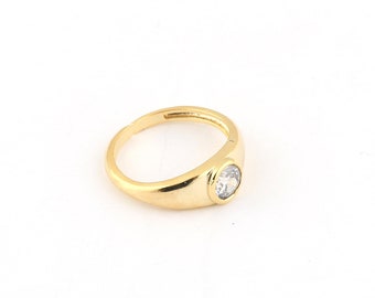 Anillo de micro pavimento chapado en oro brillante de 24k, anillo ajustable, anillo de micro pavimento ajustable, regalo para sus anillos, anillos de pareja, anillos CZ, DSR-103