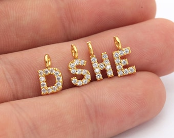 1 Stk Buchstaben Charms, 24k Shiny Gold überzogene Buchstaben Charms, Halsketten Anhänger, Alphabet Buchstabe Charm, (5x11mm) GLD-227