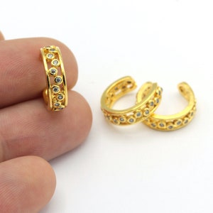 1 Pcs Gold Ear Cuff, 24k Shiny Gold Ball Ear Cuff, Cartilage Ear Cuff, Zircon Ear Cuff, Thick Ear Cuff, Cartilage Earrings ( 15mm ) EAR-235