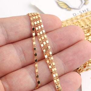 24k Shiny Gold Plated Curb Chain , Curb Choker Chain , Gold Plated Necklace Chain  (1.5x5mm ) GZ-29