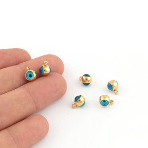 1 Stk. 7x10mm 24k glänzend vergoldete Auge Spacer Perlen, Emaille Evil Eye Charm, Evil Eye Anhänger, Evil Eye Anhänger, Emaille Evil Eye Charms, GLD-1116
