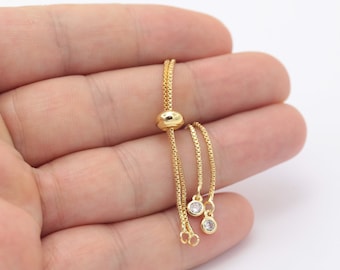 23cm ( 9 inc ) Shiny Gold Plated Half Finished Adjustable Bracelet , Chain Bracelet , Cube Chain Bracelet  GLD-297