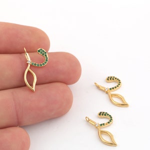 2 x 24Kゴールドメッキキュービックジルコニアリーフ型