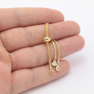 23cm ( 9 inc ) Shiny Gold Plated Half Finished Adjustable Bracelet , Chain Bracelet , Cube Chain Bracelet  GLD-297