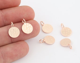 3 Pcs 10x15mm Rose Gold Plated Hammered Disc, Circle Disk, Hammered Pendant, Stamping Blank, Hammered Coins ,Stamping Tag, RSGLD-407
