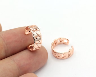 Rose Gold Plated Ear Cuffs, Chain Hoop Earrings, Minimalist Earrings,  Ear Cuff, Dainty Ear Cuff, Ear Cuff Non Pierced, (15mm ) EAR-197