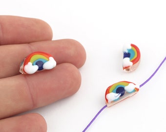 Murano Glass Rainbow Charms, Hand Made Murano Glass Rainbow Beads, Murano Glass Findings, Tiny Murano Glass Charms, Murano Beads, STN-111