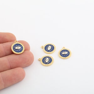 1 Stk. 14x17mm 24k Glänzend vergoldet Evil Eye Charms, Emaille Evil Eye Charms, Evil Eye Halskette, Evil Eye Anhänger, Evil Eye Jewelry, GLD-899