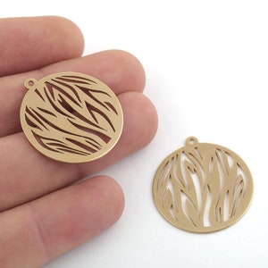 Raw Brass Laser Cut Plant Charms, Leaf Pendant for DIY Necklace & Earring Making, Botanical Jewelry Supplies 29x32mm LSR-85-12