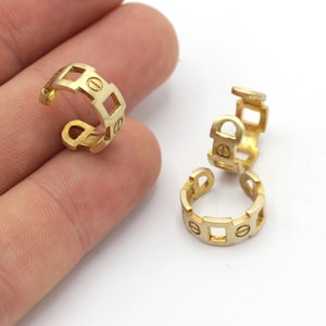 Raw Brass Cuffs, Ear Cuff, Dainty Ear Cuff, Hoop Ear Cuff, Ear Cuff Non Pierced, ( 14mm ) EAR-167