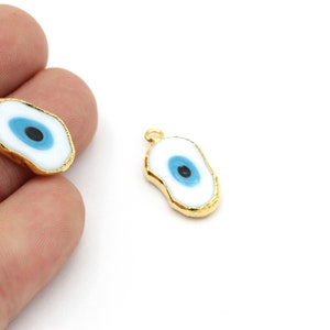 24k Shiny Gold Plated Eye Pendant, Oval Evil eye charm, gold evil eye pendant, evil eye pendant, glass evil eye charms ( 11x21mm ) GLD-565