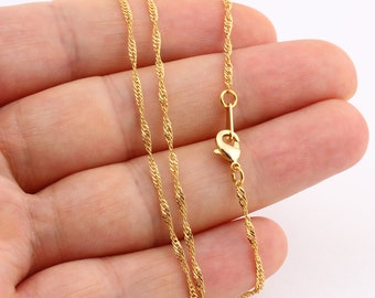 Daınty Necklace Chain-16&quot;-17&quot;-18&quot;-20&quot;-22&quot;-25&quot; 24k Gold Plated Shiny Gold Plated Curb Chains ,1.60mm Soldered Chains , Cable Chains
